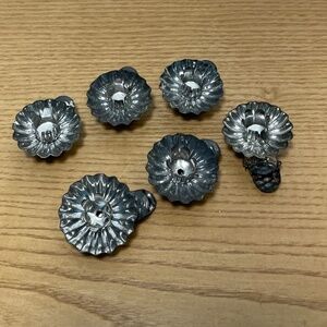 Vintage Christmas Tin Candle Holders Tree Clip-Ons Pinecone Set of 6 Ornaments
